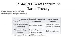 CS 440ECE 448 Lecture 9 Game Theory Slides