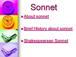 Sonnet n About n Brief sonnet History about