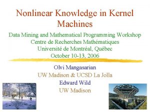 Nonlinear Knowledge in Kernel Machines Data Mining and