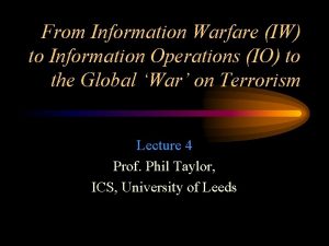 From Information Warfare IW to Information Operations IO