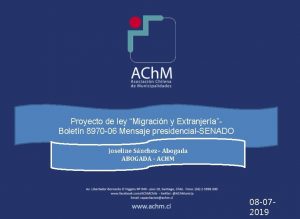 m Proyecto de ley Migracin y ExtranjeraBoletn 8970