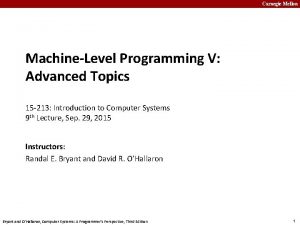 Carnegie Mellon MachineLevel Programming V Advanced Topics 15