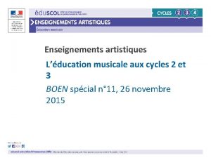 Enseignements artistiques Lducation musicale aux cycles 2 et