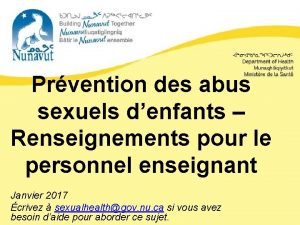 Prvention des abus sexuels denfants Renseignements pour le
