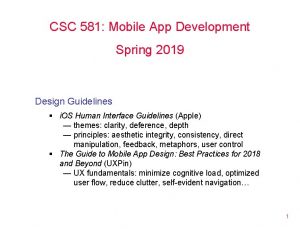 CSC 581 Mobile App Development Spring 2019 Design