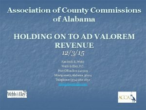 Association of County Commissions of Alabama HOLDING ON