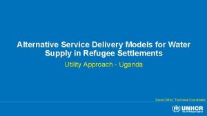 Alternative Service Delivery Models for Water Supply in