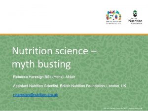 Nutrition science myth busting Rebecca Haresign BSc Hons