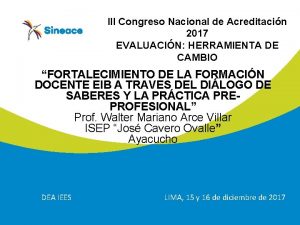 III Congreso Nacional de Acreditacin 2017 EVALUACIN HERRAMIENTA