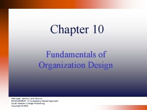 Chapter 10 Fundamentals of Organization Design Hellriegel Jackson