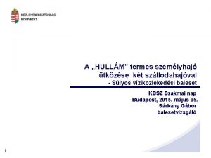 A HULLM termes szemlyhaj tkzse kt szllodahajval Slyos