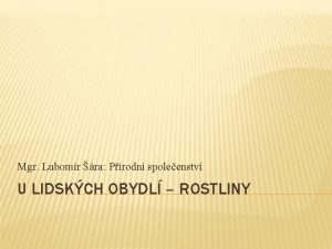 Mgr Lubomr ra Prodn spoleenstv U LIDSKCH OBYDL