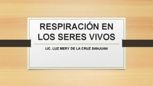 RESPIRACIN EN LOS SERES VIVOS LIC LUZ MERY