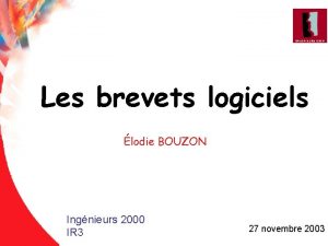 Les brevets logiciels lodie BOUZON Ingnieurs 2000 IR