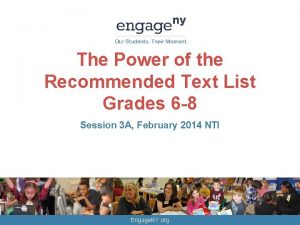 The Power of the Recommended Text List Grades