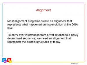 Alignment Most alignment programs create an alignment that