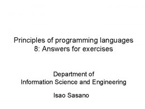 Principles of programming languages 8 Answers for exercises