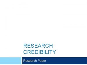 RESEARCH CREDIBILITY Research Paper Possible Sources Biography books