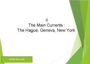 II The Main Currents The Hague Geneva New