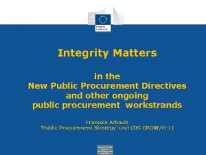 Integrity Matters in the New Public Procurement Directives