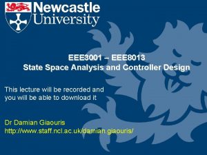 EEE 3001 EEE 8013 State Space Analysis and
