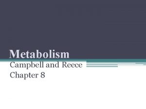 Metabolism Campbell and Reece Chapter 8 Metabolism total