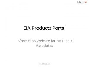 EIA Products Portal Information Website for EMT India