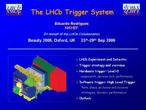 The LHCb Trigger System Eduardo Rodrigues NIKHEF On