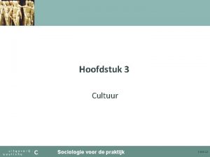 Hoofdstuk 3 Cultuur Sociologie voor de praktijk 1