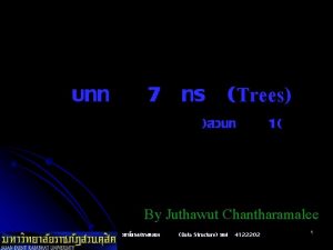 7 Trees 1 By Juthawut Chantharamalee Data Structure