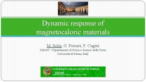 Dynamic response of magnetocaloric materials M Solzi G