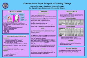ConceptLevel Topic Analysis of Tutoring Dialogs Amruta Purandare