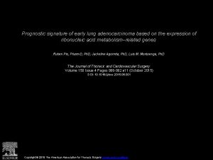 Prognostic signature of early lung adenocarcinoma based on