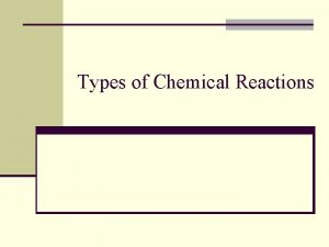 Types of Chemical Reactions Decomposition reaction AB A