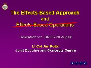 The EffectsBased Approach and EffectsBased Operations Presentation to