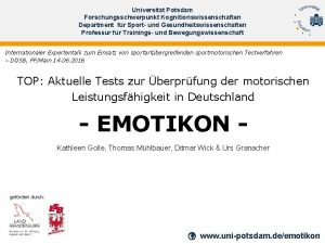 Universitt Potsdam Forschungsschwerpunkt Kognitionswissenschaften Department fr Sport und