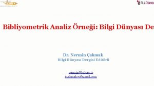 Bibliyometrik Analiz rnei Bilgi Dnyas Der Dr Nermin