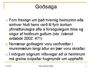 Gosaga Forn frsgn um a hvernig heimurinn ea