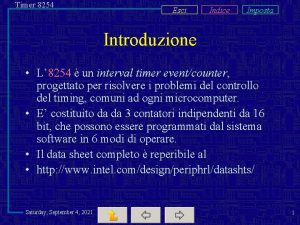 Timer 8254 Esci Indice Imposta Introduzione L 8254