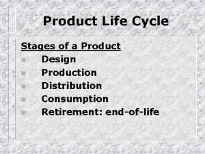 Product Life Cycle Stages of a Product n