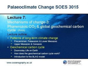 Palaeoclimate Change SOES 3015 Lecture 7 Mechanisms of