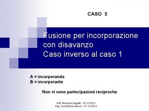 CASO 3 Fusione per incorporazione con disavanzo Caso