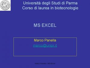 Universit degli Studi di Parma Corso di laurea