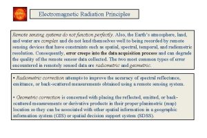 Electromagnetic Radiation Principles Remote sensing systems do not