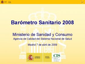 Barmetro Sanitario 2008 Ministerio de Sanidad y Consumo