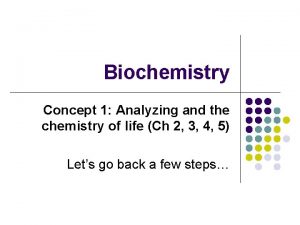 Biochemistry Concept 1 Analyzing and the chemistry of