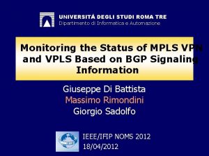 UNIVERSIT DEGLI STUDI ROMA TRE Dipartimento di Informatica