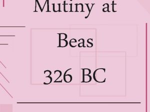 Mutiny at Beas 326 BC After Alexanders victory