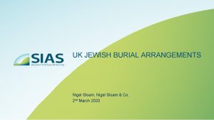 UK JEWISH BURIAL ARRANGEMENTS Nigel Sloam Nigel Sloam