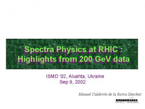 Spectra Physics at at RHIC Spectra Highlights from